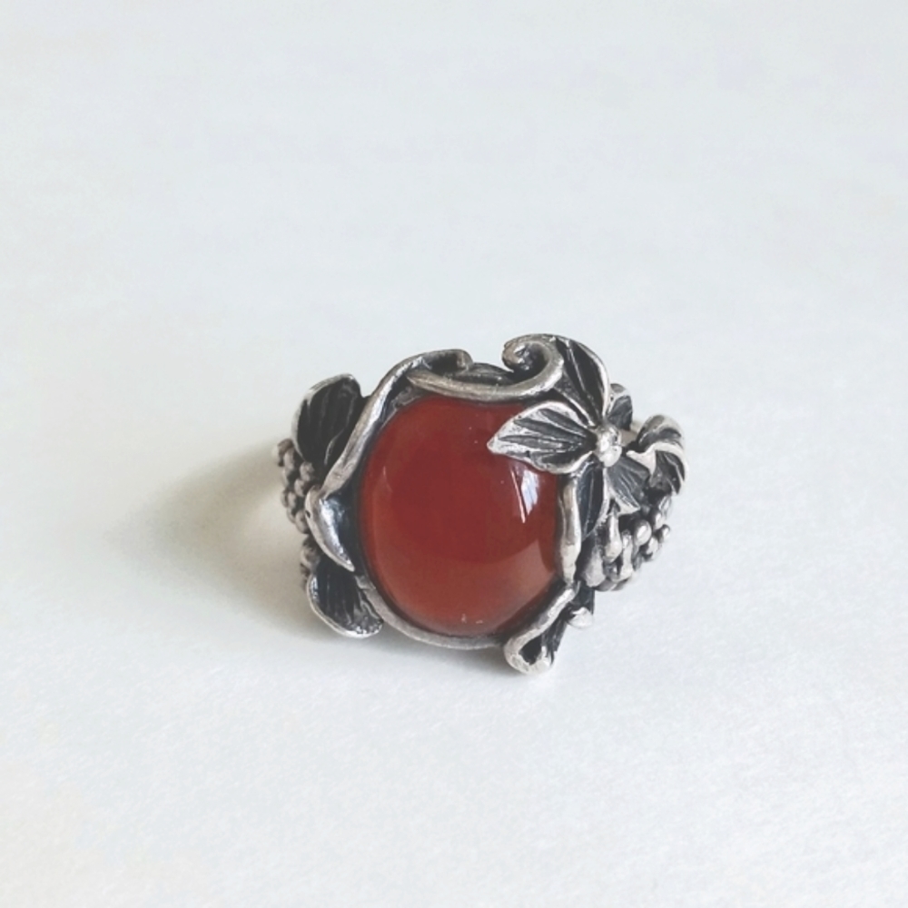 925 Sterling Silver Red Jasper Gemstone Ring Size 7 - Picture 3 of 10